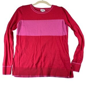 Old Navy Womens Sweater‎ Medium Pink Red Color Block Long Sleeve Knit